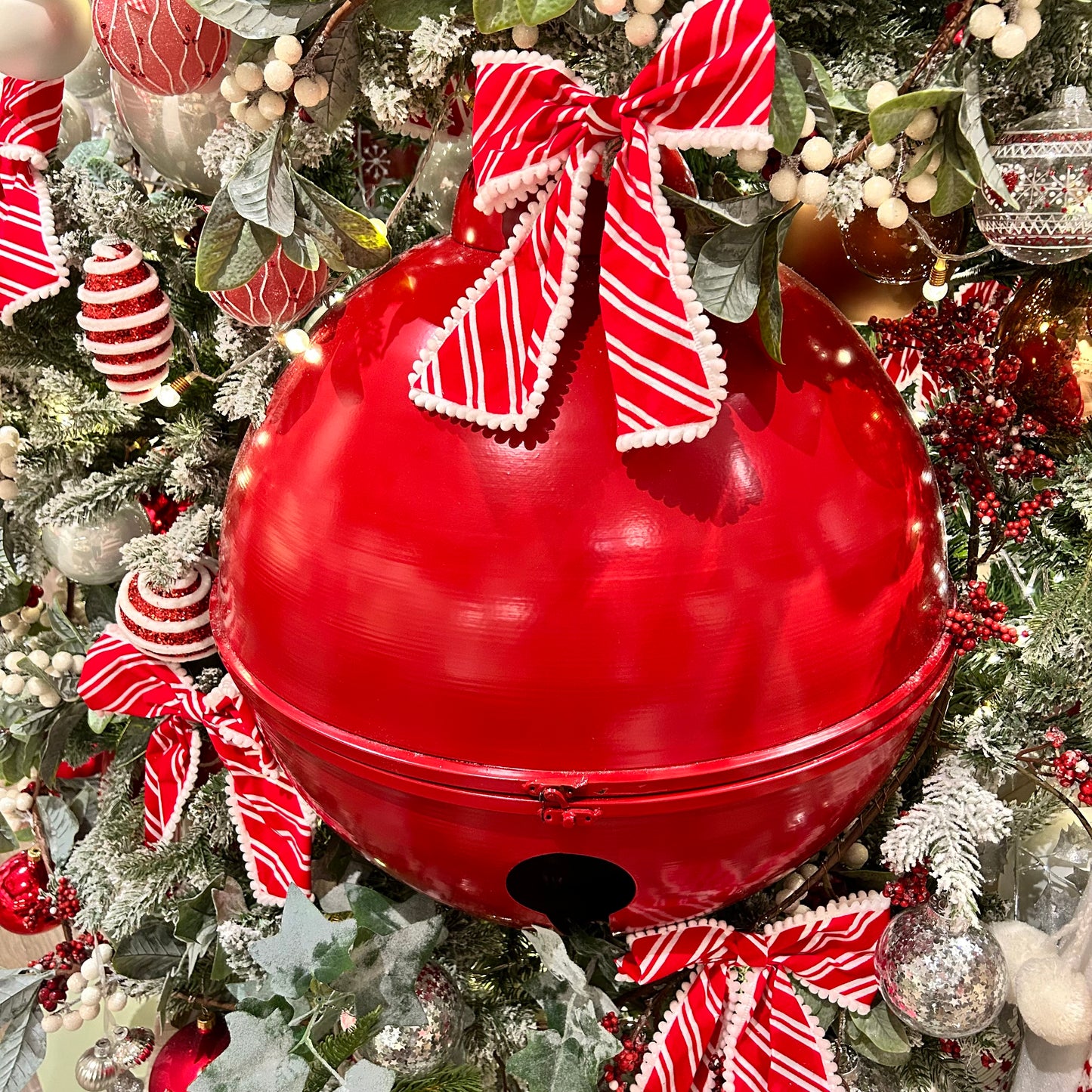 Set of 3 Red Oversized Metal Christmas Bell Decorations