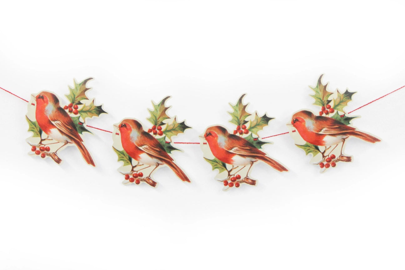 Robin and Holly Christmas Paper Garland