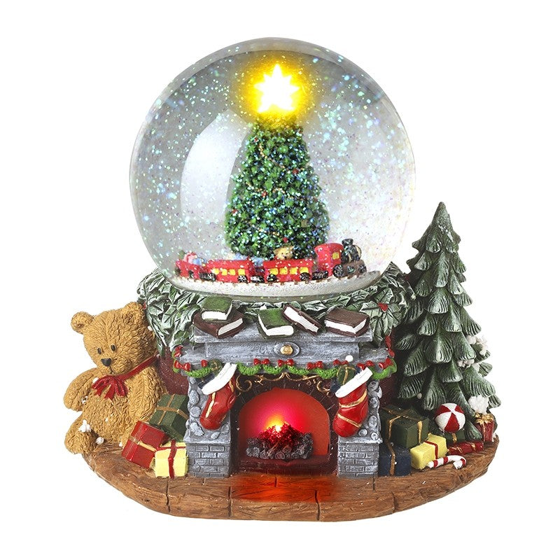 Christmas Fireplace Scene Musical Snowglobe