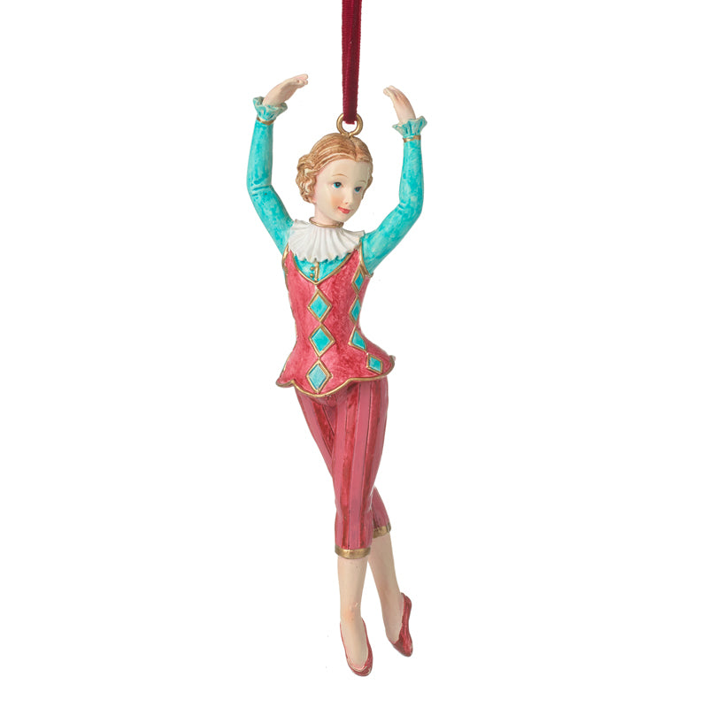 Harlequin Ballet Girl Christmas Hanging Tree Ornament
