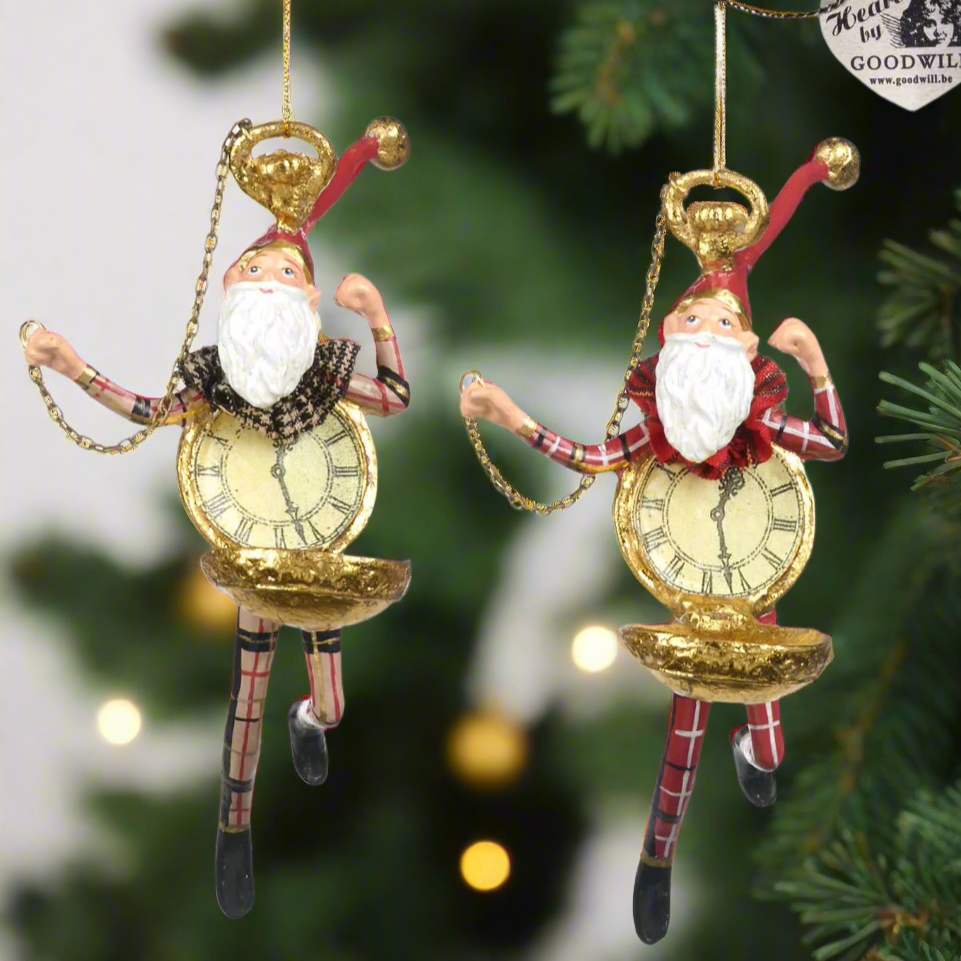 Royal Tartan Santa Clock Hanging Decoration