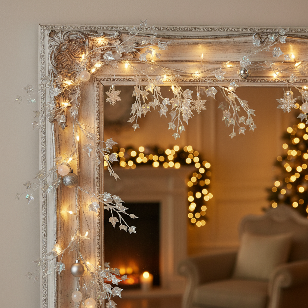 Silver Glitter Ivy Christmas Garland 180cm