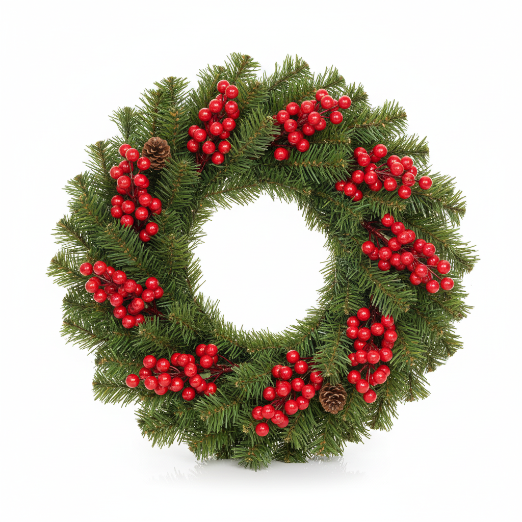 Artificial red berry stem on a white background