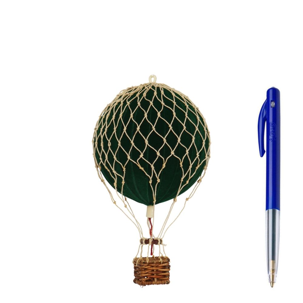 Floating the Skies Velvet Green Hot Air Balloon Christmas Decoration