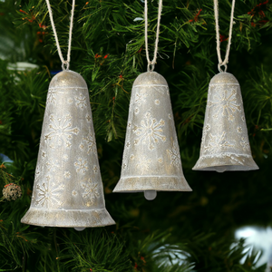 Rustic Hanging Christmas Metal Bell Set