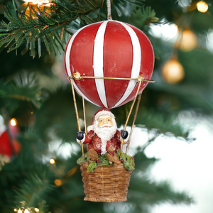 Santa In Hot Air Balloon Christmas Ornament