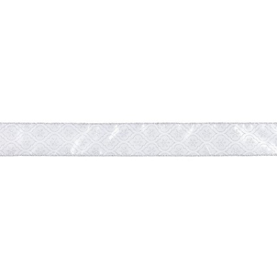 Silver and White Pattern Christmas Ribbon 5m