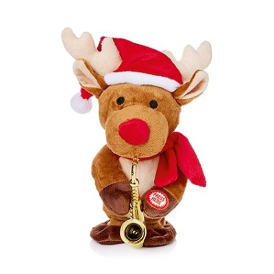 Dancing Musical Reindeer with Saxophone Christmas Decoration
