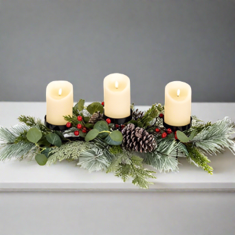 Pinecone and Eucalyptus Christmas Candle Holder Centrepiece