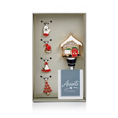 Christmas Bottle Stopper and Wine Glass Charms