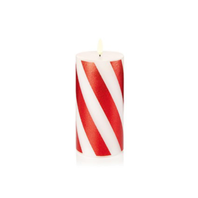 Candy Cane Red Spiral Stripe LED Christmas Candle