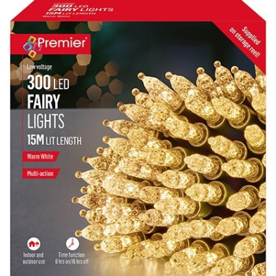 300 Warm White LED Fairy Cap Christmas Light String