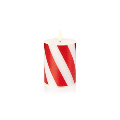 Candy Cane Red Spiral Stripe LED Christmas Candle