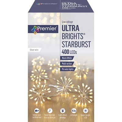 Premier 20 Ultrabrights Warm White Starburst Christmas String Lights