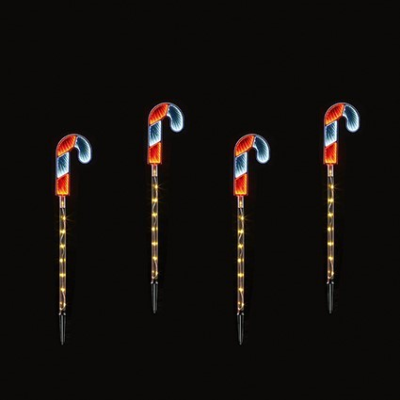 Set of 4 Candy Cane Infinity Path Lights