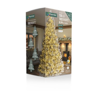 Premier TreeBrights 750 Warm White LED Clear Cable Christmas String Lights