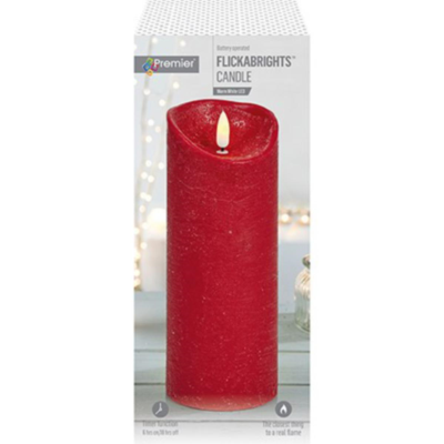 Red 23 x 9cm FlickaBright Textured LED Christmas Candle with Timer