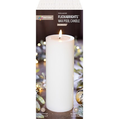 Flickabrights LED Wax Pool Top Christmas Candle 9 x 23cm