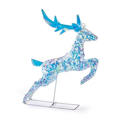 Lit Iridescent Twist Sleigh and Reindeer