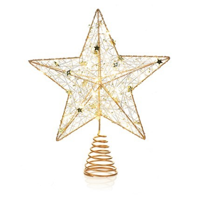 Gold Star LED Christmas Tree Topper