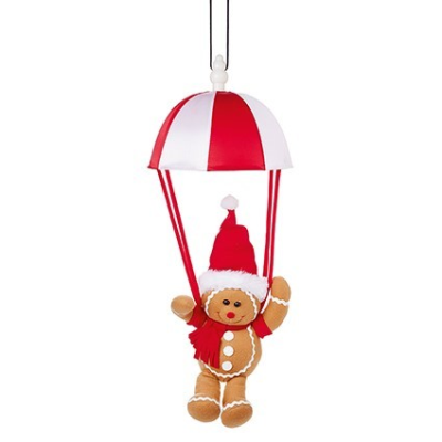 Musical Kicking Leg Parachuting Gingerbread Christmas Decoration