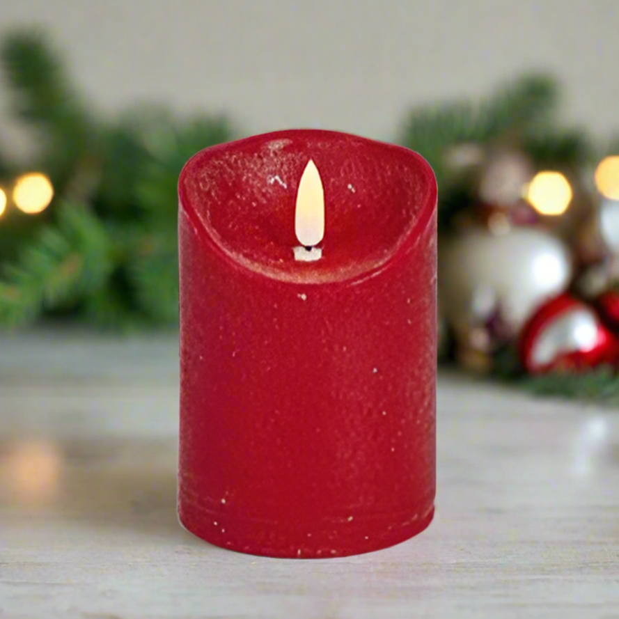 Red 13 x 9cm FlickaBright Christmas LED Candle with Timer