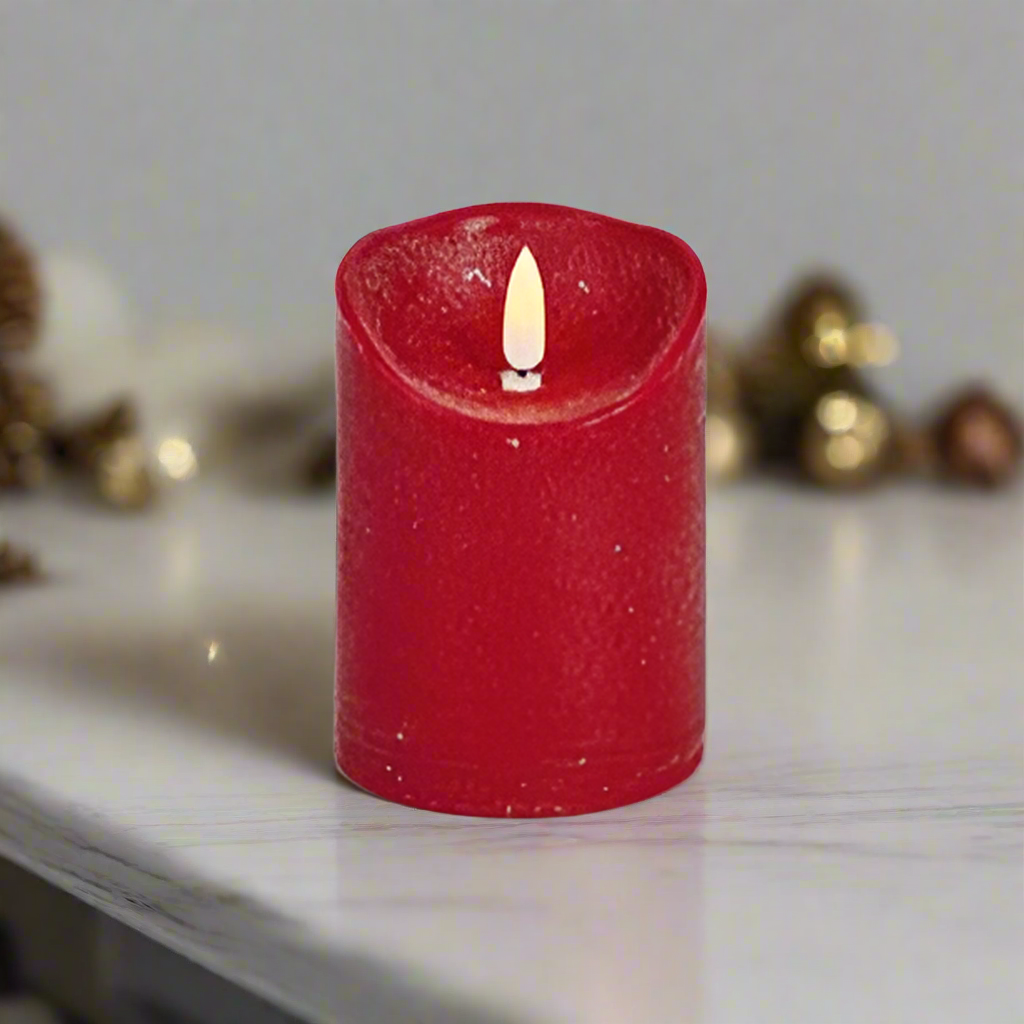 Red 13 x 9cm FlickaBright Christmas LED Candle with Timer