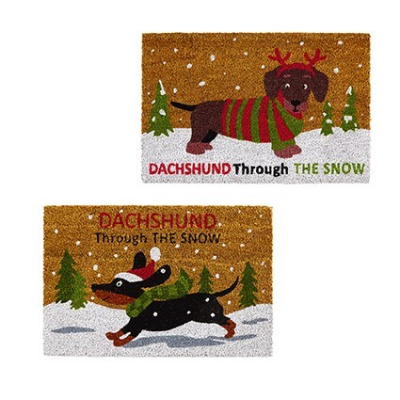 Dachshund Through the Snow Christmas Door Mat