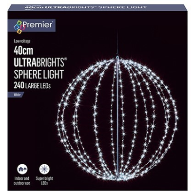 White LED Ultrabrights Sphere Christmas Light 40cm