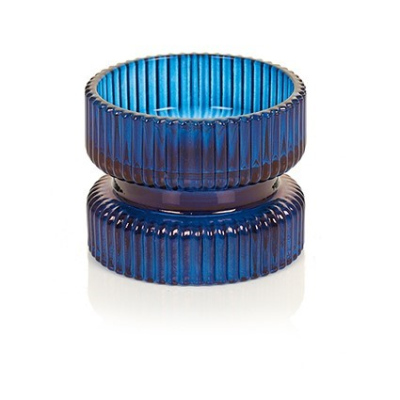 Blue Glass Christmas Candle Holder