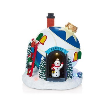 Snowman Bauble House Lit Animated Christmas Decoration