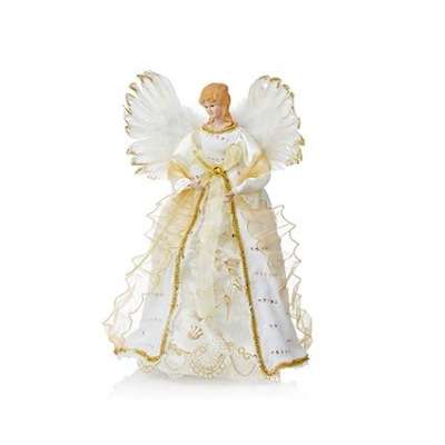 Gold and White Angel Christmas Tree Topper