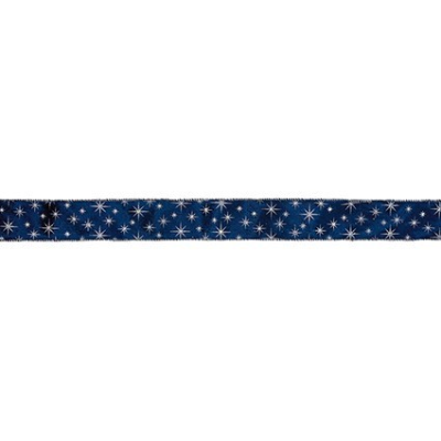 Dark Blue and Silver Star Christmas Ribbon 2.7m