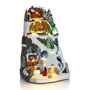 Snowy Mountain Lit Christmas Scene Decoration