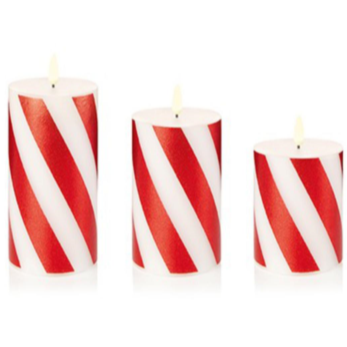 Candy Cane Red Spiral Stripe LED Christmas Candle