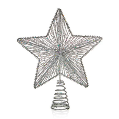 Silver Glitter Star Tree Topper
