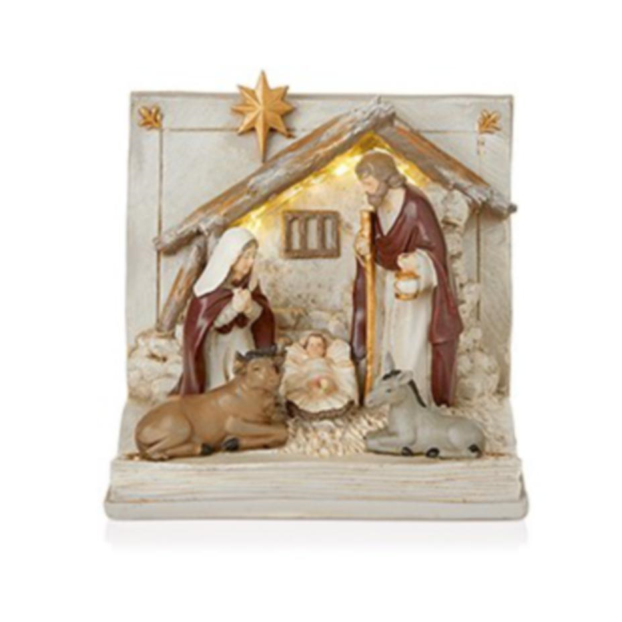 Nativity Scene in Open Book Christmas Ornament