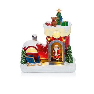 Animated Santa Boot House Lit Decoration