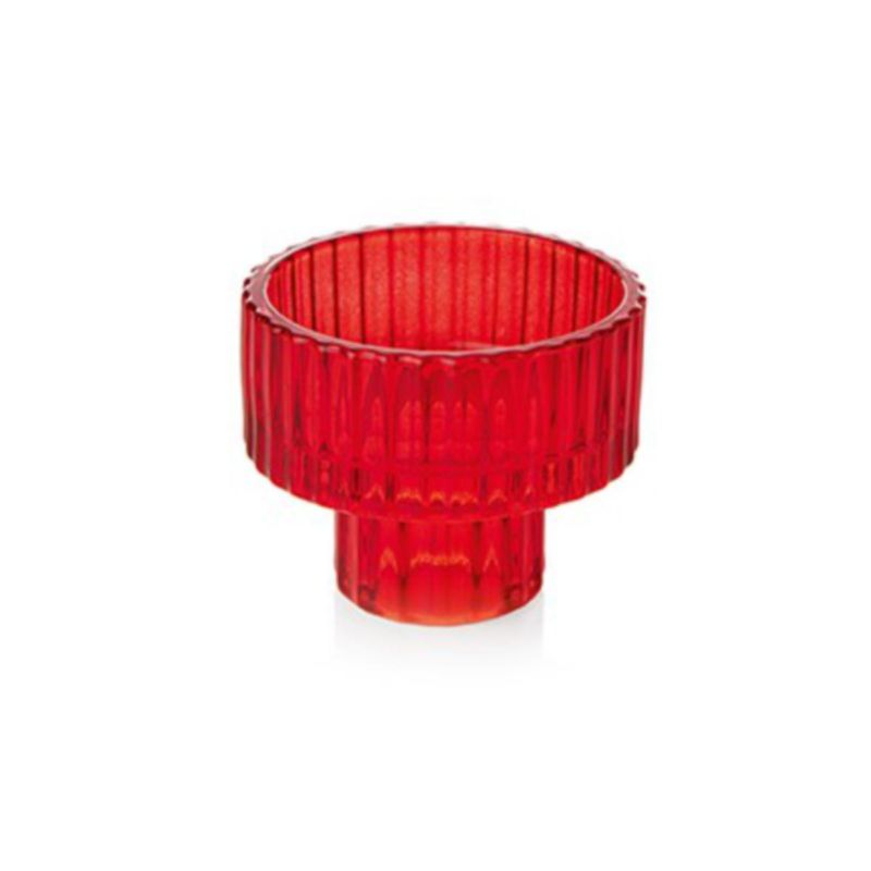 Red Glass Christmas Candle Holder