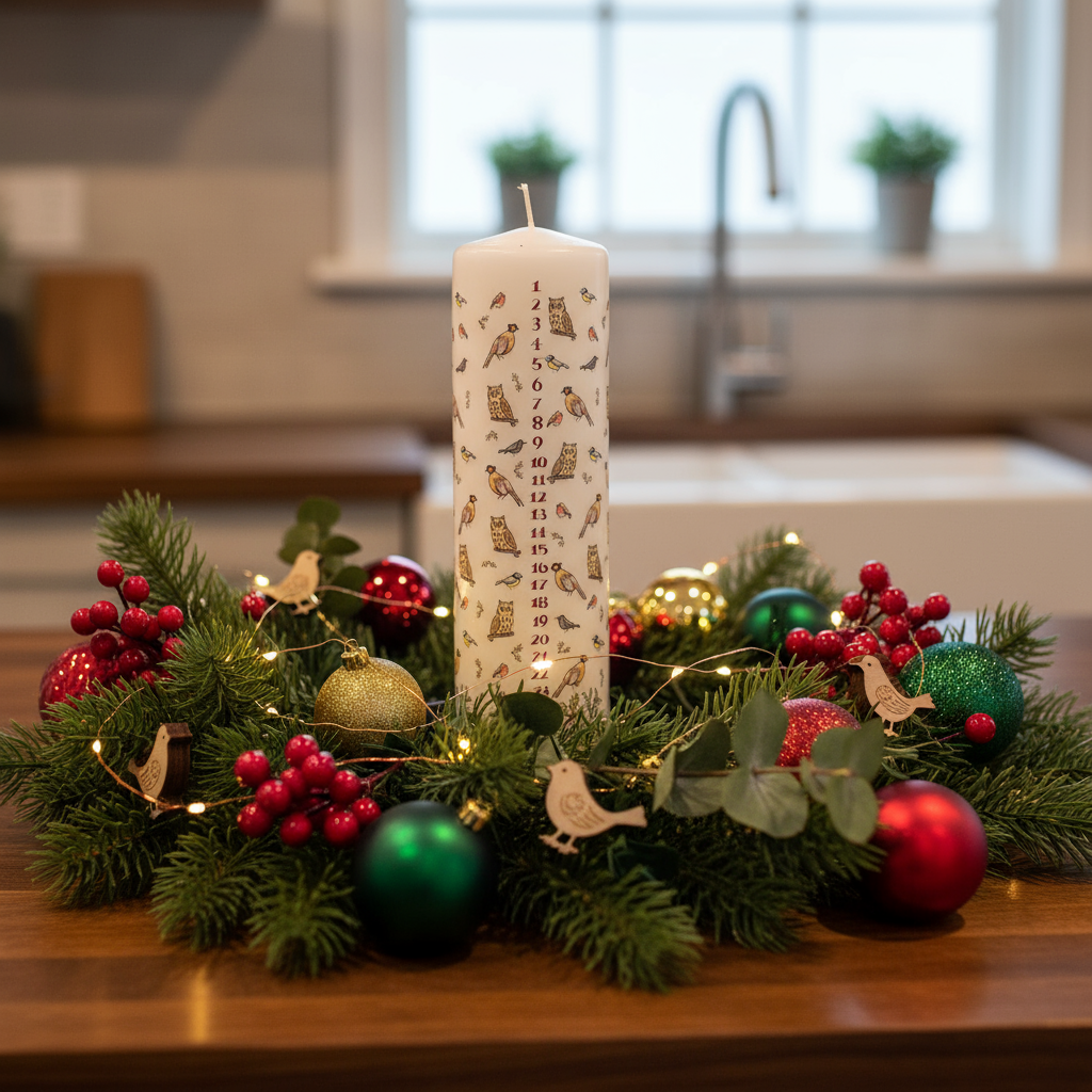 Coppenrath Winter Birds Advent Pillar Candle