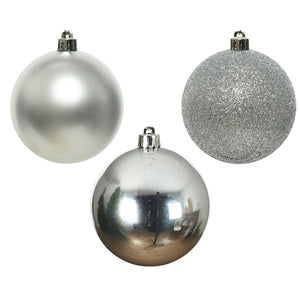 Set of 34 Mixed Silver Shatterproof Baubles