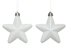 Load image into Gallery viewer, Set of 6 Winter White Star Christmas Baubles
