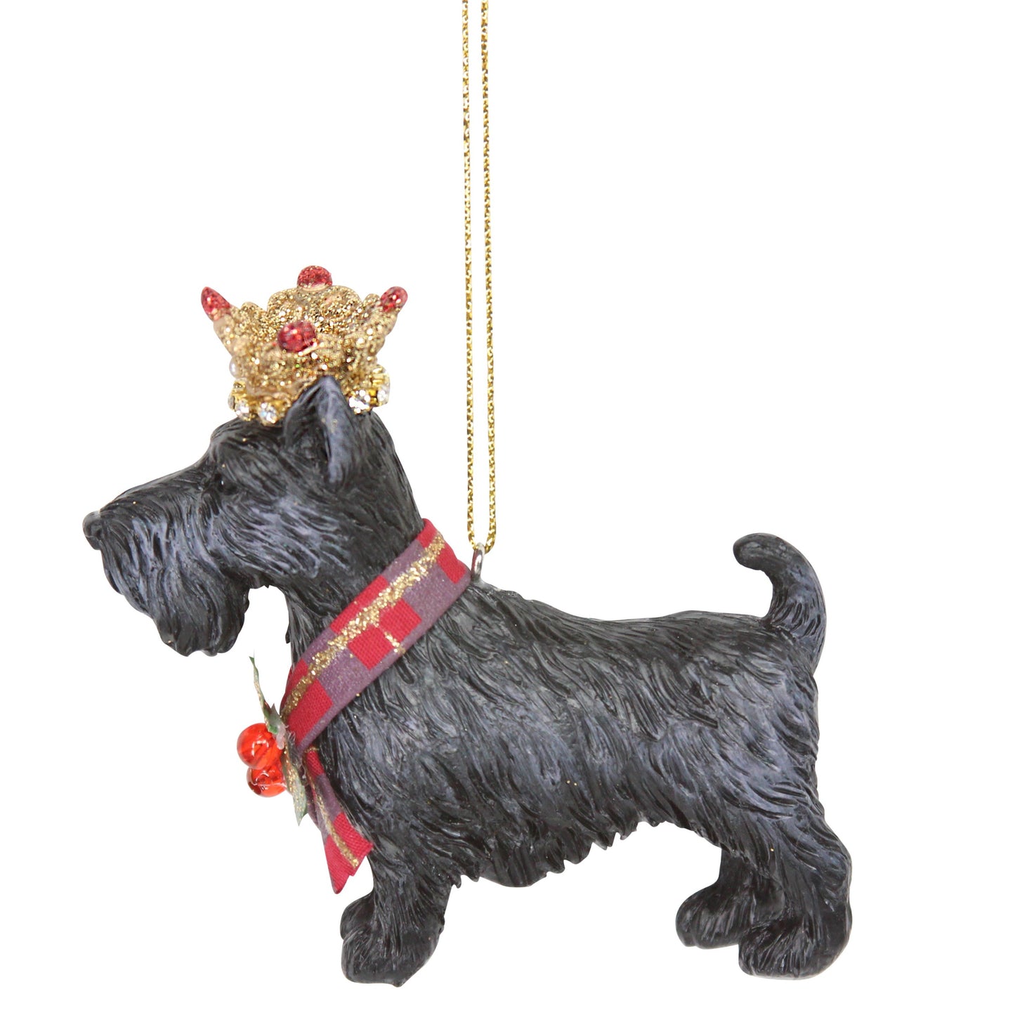 Scottie with Gold Crown Hanging Christmas Tree Decoration