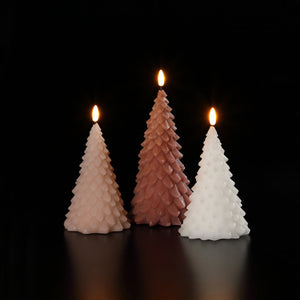 Set of 3 Warm and Cosy Flickering Christmas Tree Candles