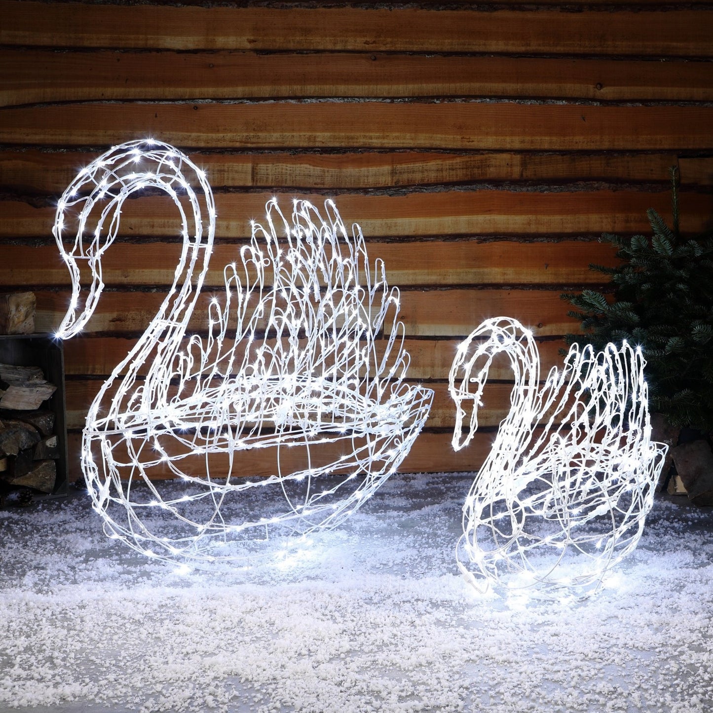 White Wire Frame Christmas Swan 60cm