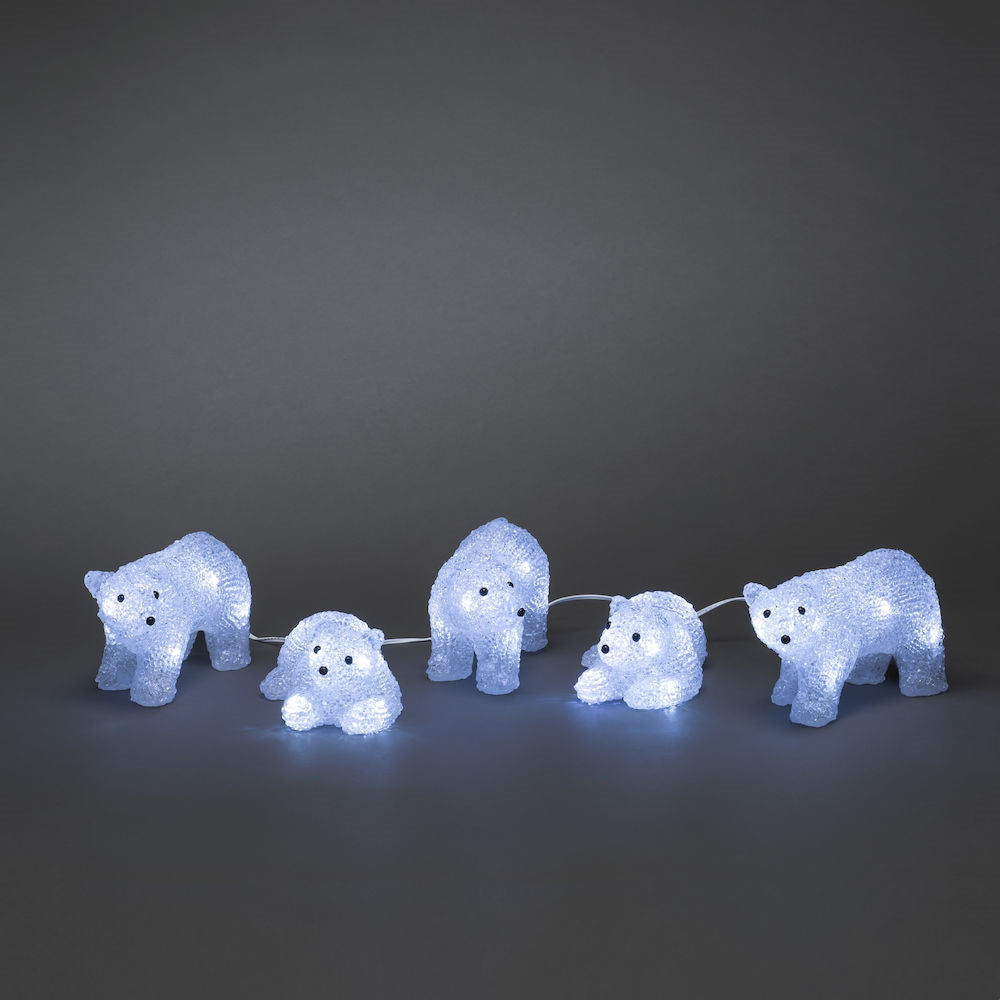 Konstsmide 5 Piece Acrylic Polar Bear Christmas Light Set