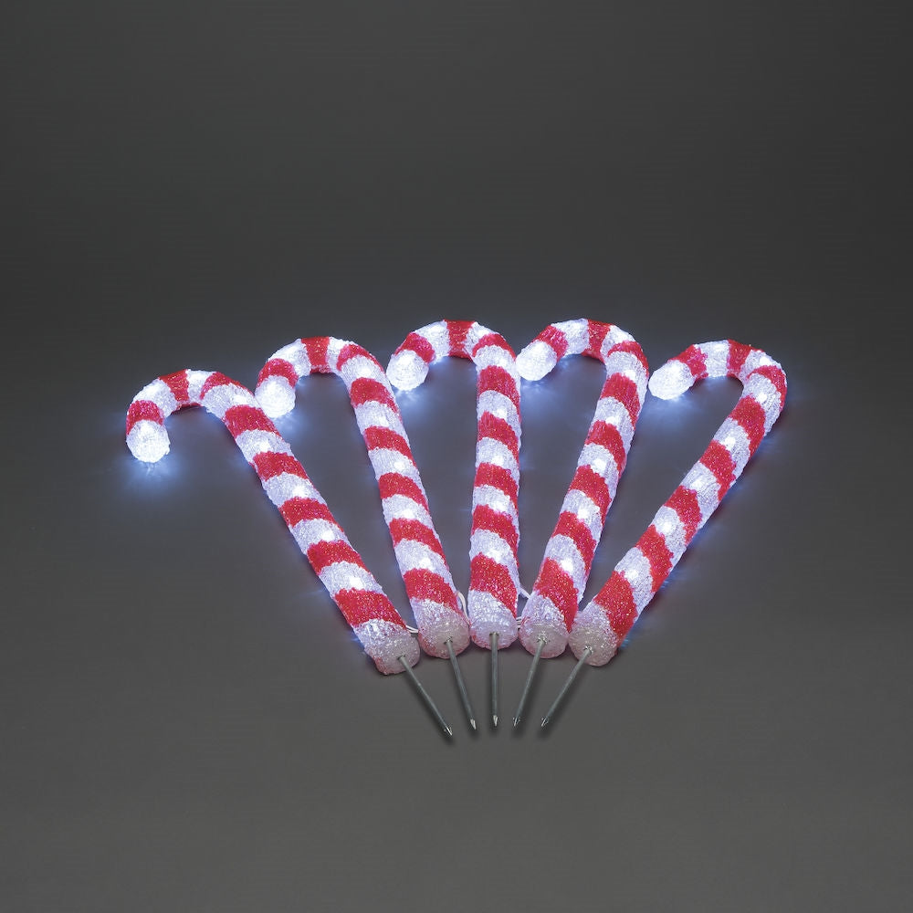 Konstsmide 5 Piece 43cm Acrylic Christmas Candy Cane LED Light Set