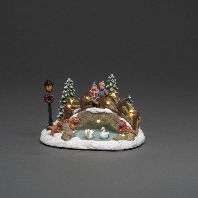 Konstsmide Lit Christmas Scene Bridge Over Pond Decoration