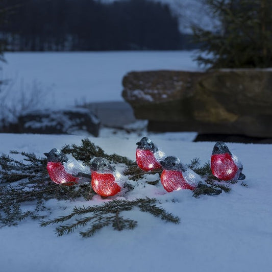 Konstsmide 5 Piece Acrylic Christmas Bullfinches LED Light Set