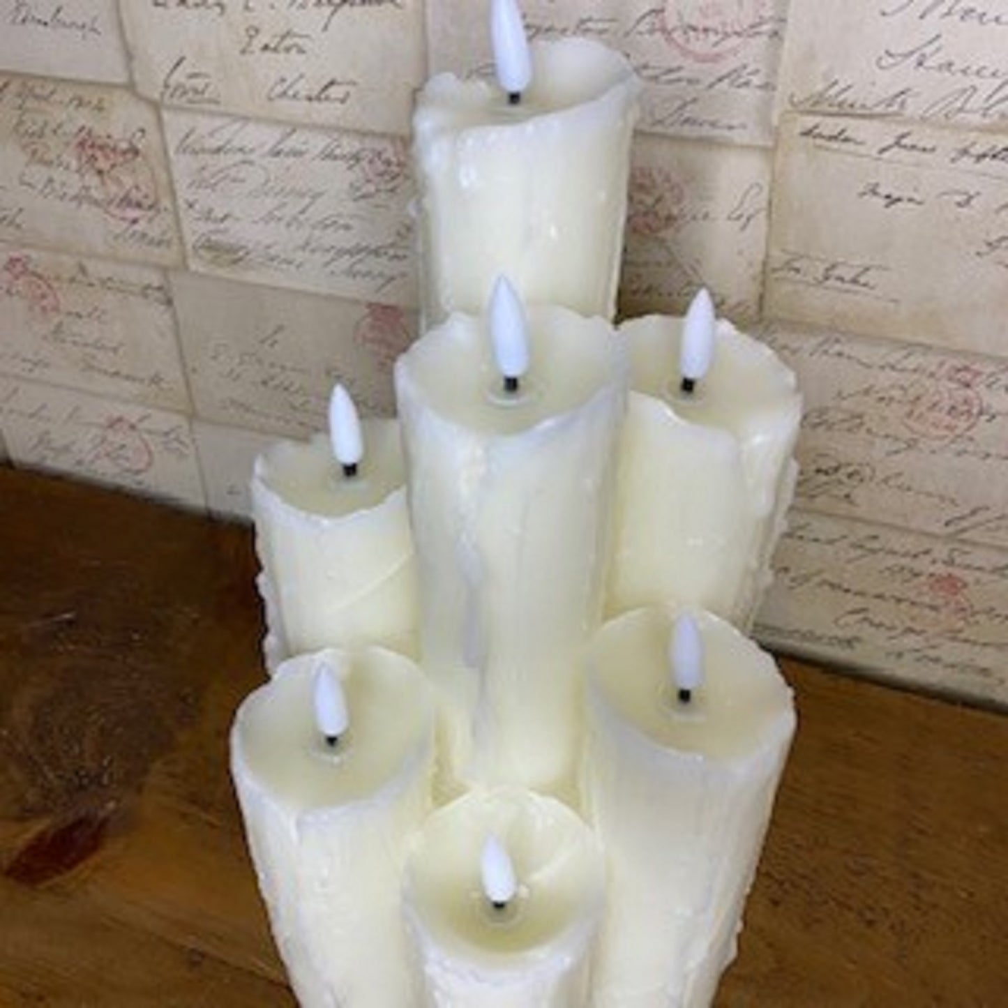 7 Piece FlickaBrights Melted Edge Wax Christmas Candles